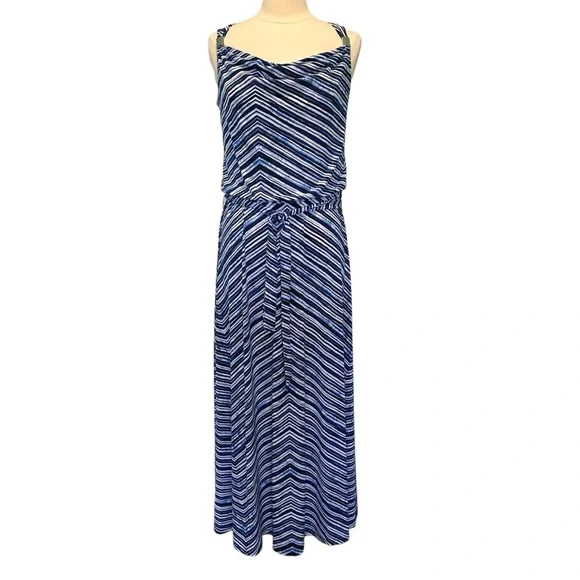 Calvin Klein Blue Wave Stripe Maxi Dress Size M
